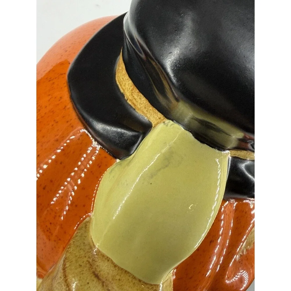 Vintage Yozie Ceramic Orange Pumpkin Head Halloween Light